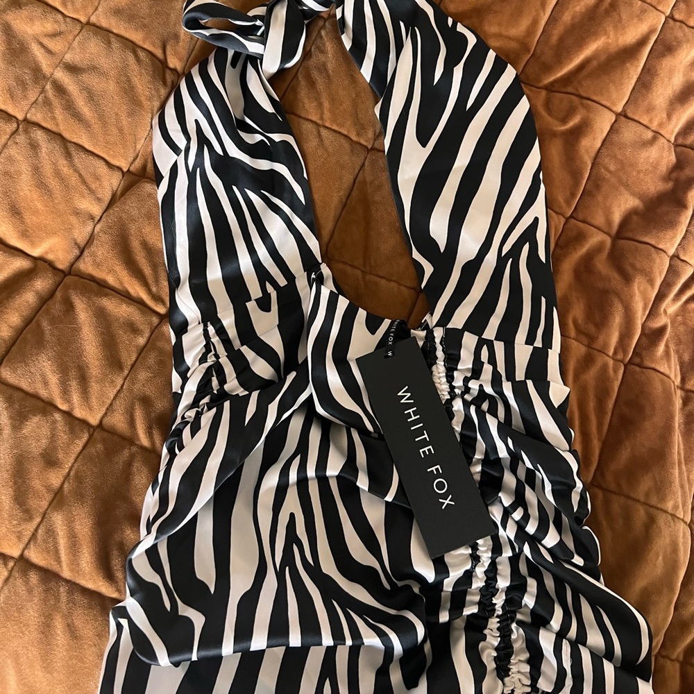 White Fox Zebra dress, brand new with tags, size medium